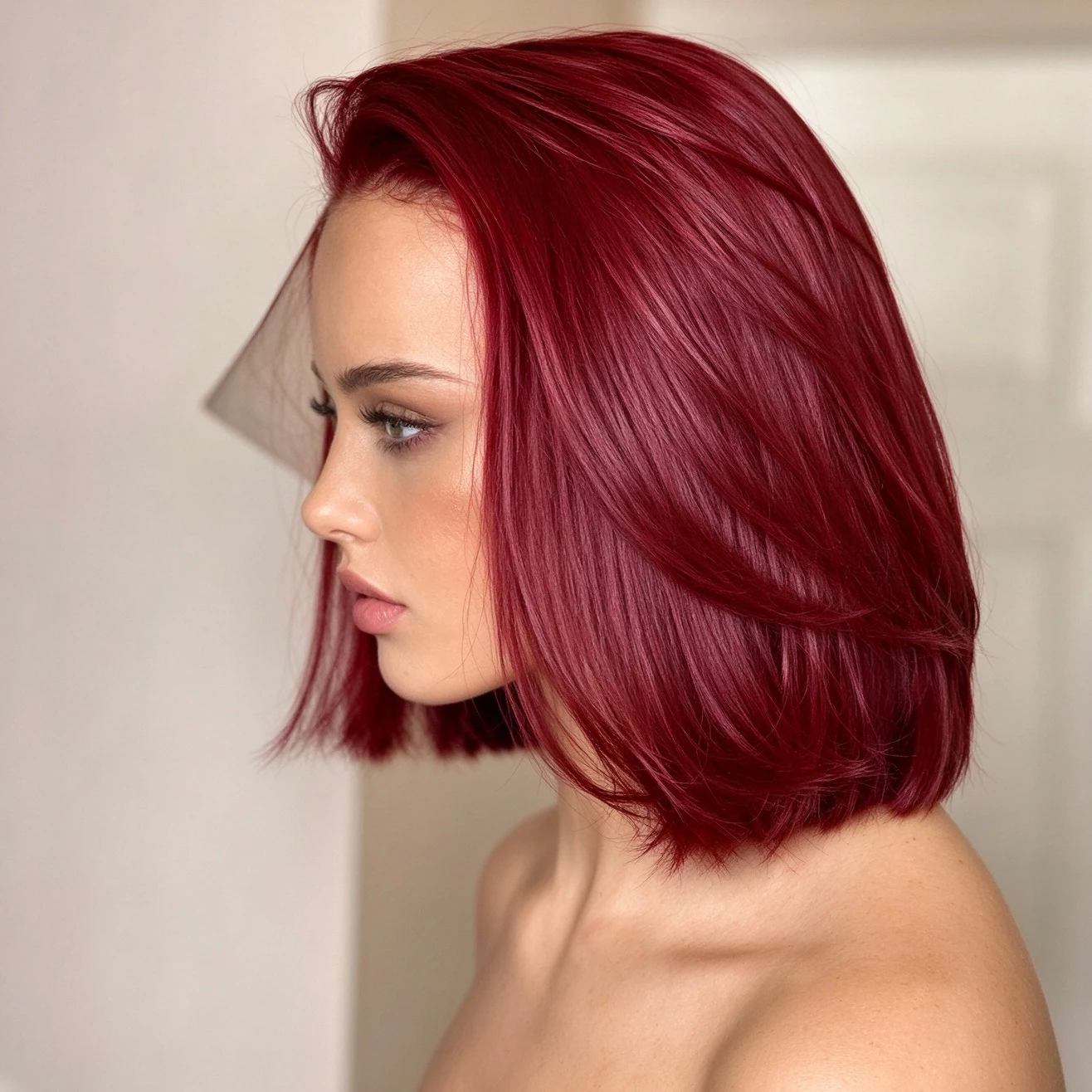 Pre Parted 13X4 Lace Front Bob Wig - Farbe 99J, Burgunderrot, kurze Bob-Perücken aus