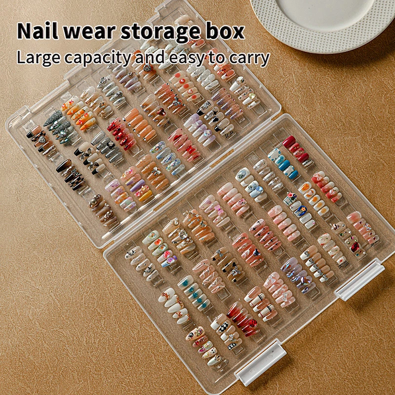 

1Pc Clear Nail Tips Display Stand Holder Plastic Nail Showing Board Dustproof Empty False Nail Display Container Nail Art Tools