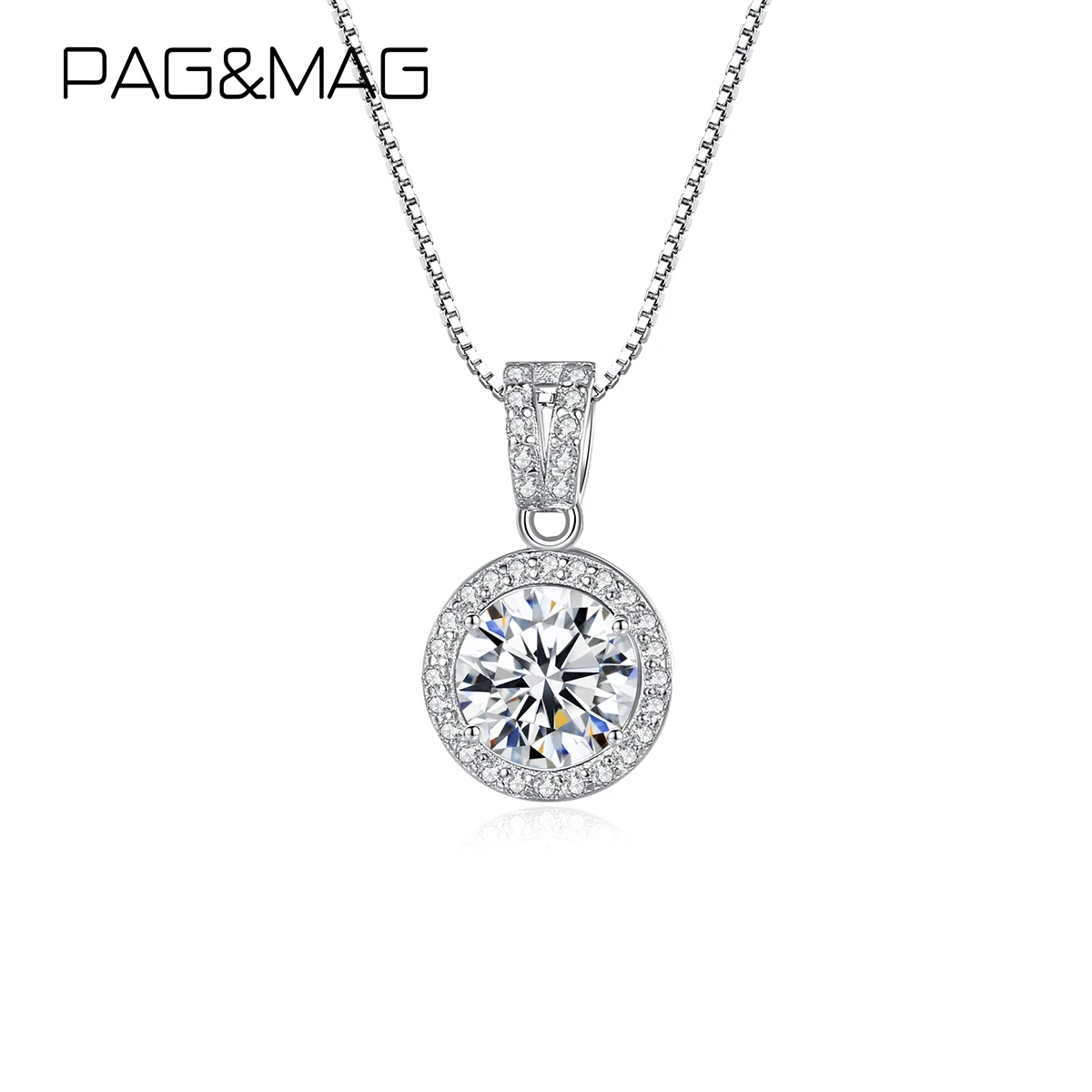 PAG&MAG S925 Moissanite Stone Dangle Necklace Brilliant Stunning High Quality Jewelry for Wedding Party Stylish Accessories Gift