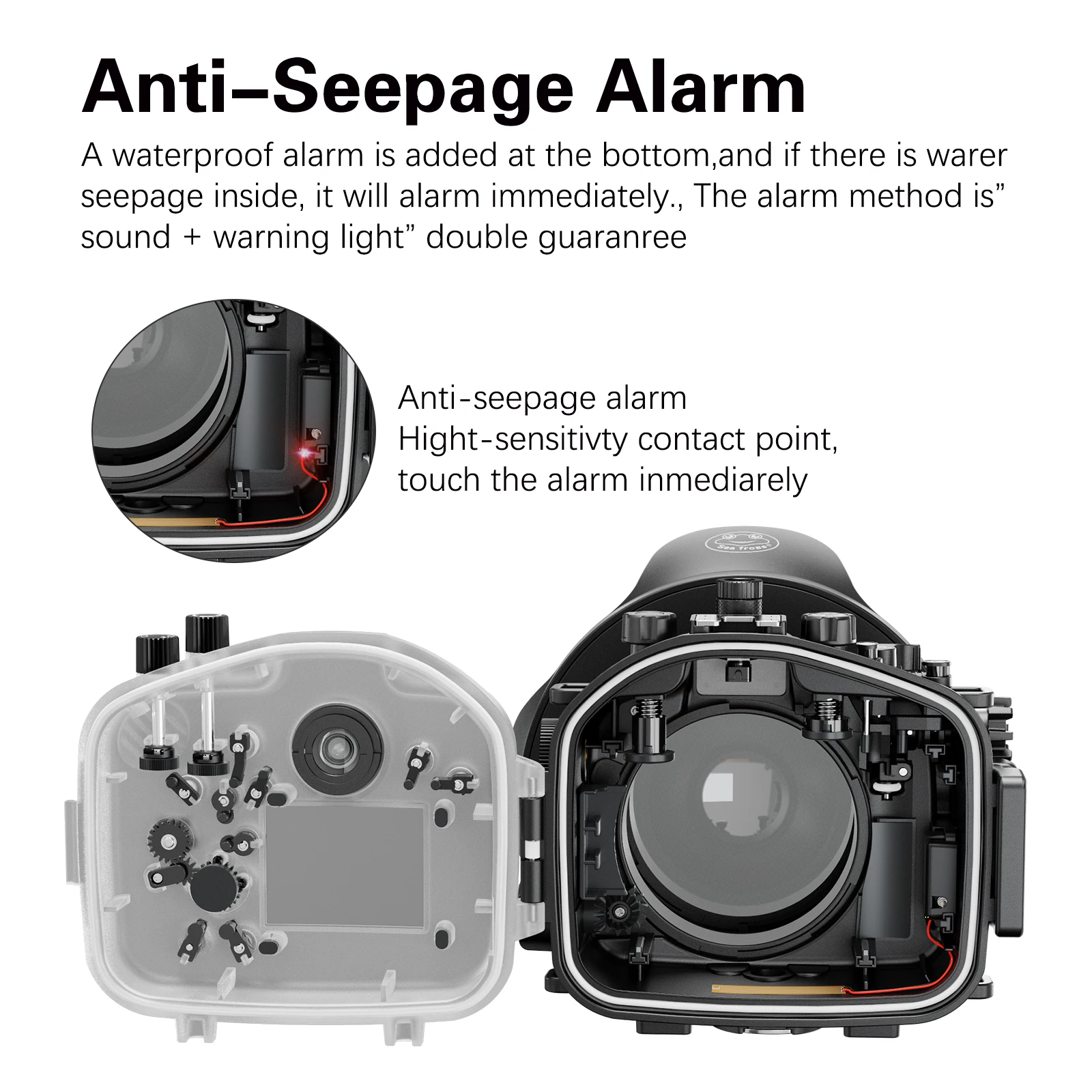 Seafrogs New Model 40m Waterproof Camera Housing With Wide Angle Dome Port For SonyA7RIII 16-35mm 12-24mm 24-70mm Lens