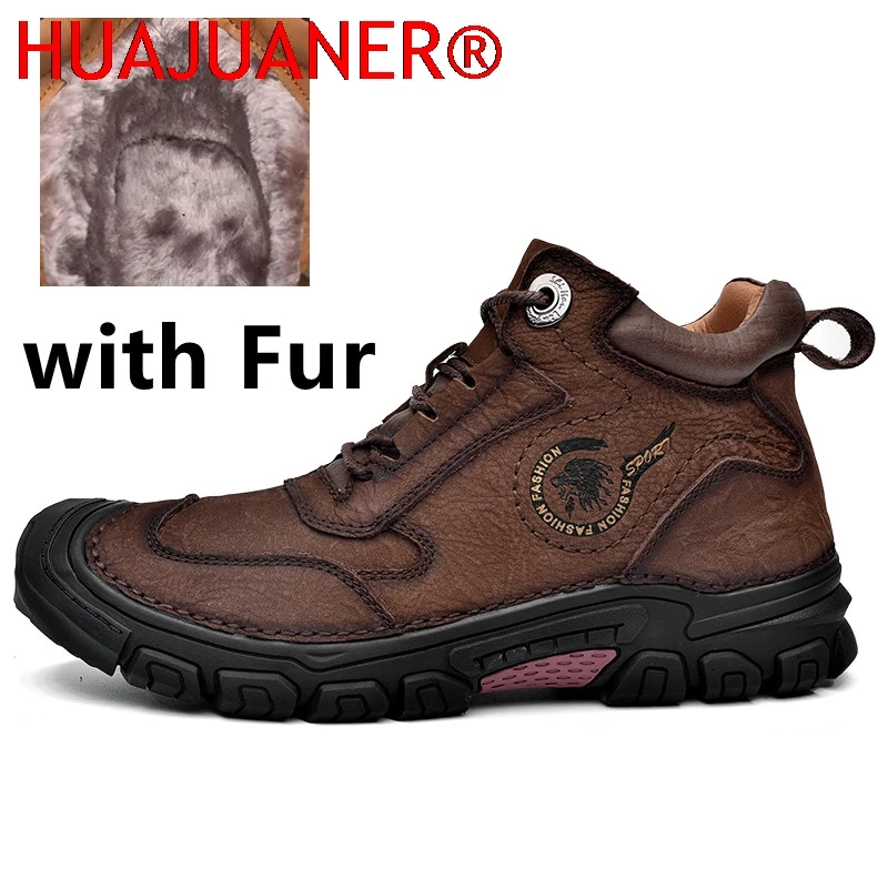 

Мужские зимние ботинки для активного отдыха, утепленные плюшем, теплые, модные, для скалолазания и походов, удобные, коричневые, новинка 2026 года