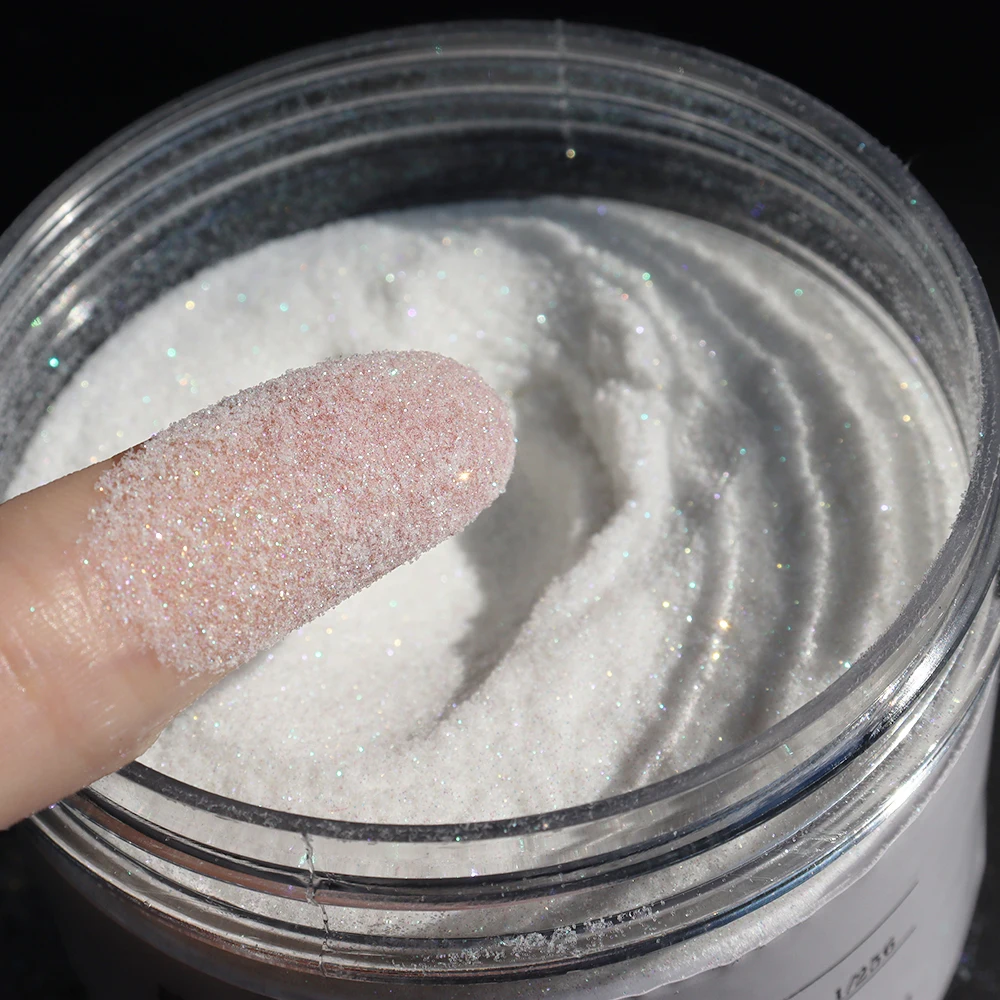 50g/Bag White Iridescent Glitter Nail Powder 1/256 0.1mm Rainbow Shiny White Sugar Powder Holographic Ultra-fine Pigment Dust