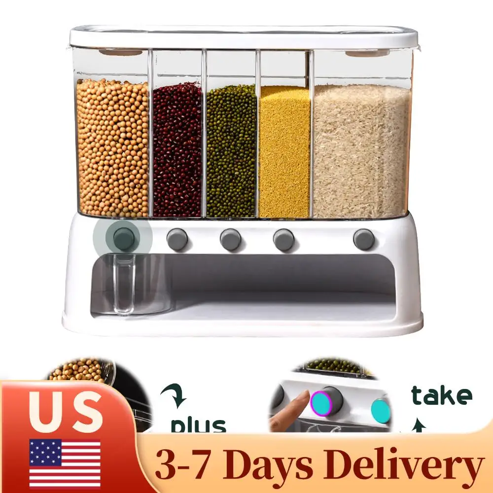 

Контейнер для хранения риса 12 л, влагонепроницаемый, для круп и зерна, защита от насекомых, диспенсер для зерновых, многофункциональный, для кухни и дома