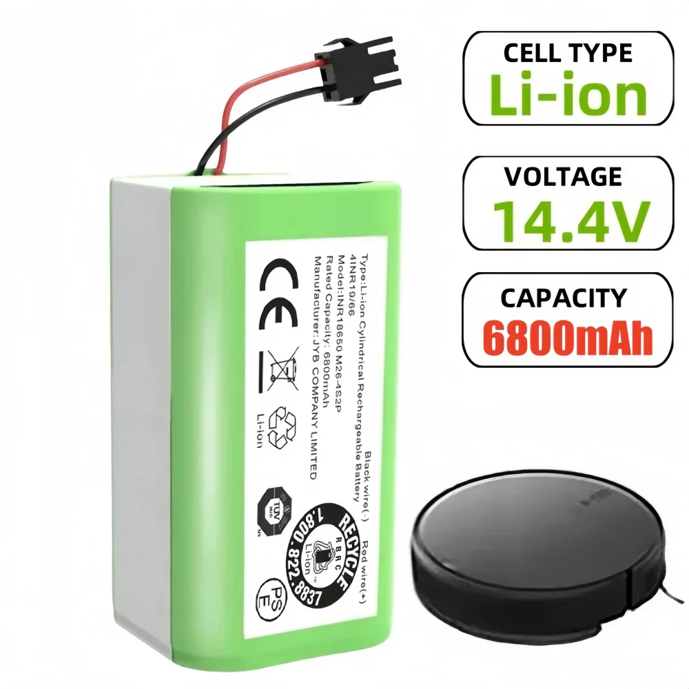 14.8V 6800mAh Li-ion Battery for Eufy RoboVac 11 11S 15C 15T 12 30 35C Conga 950 990 1190 1091 1099 17901990  Deebot N79 DN622