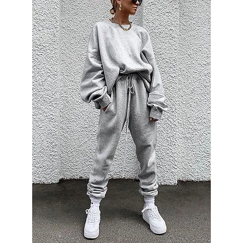 Herbst-Langarmhose für Damen Locker Lässig Einfarbig Bequeme Passform Neuer Stil Anzug – Detail 16
