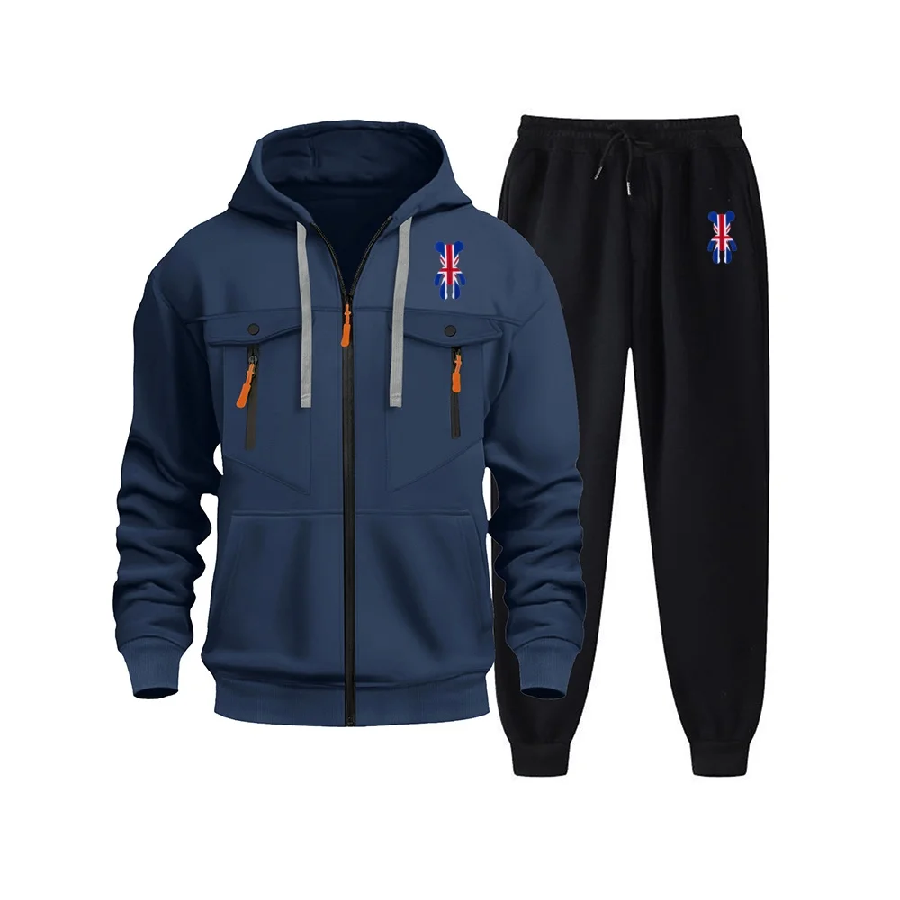 

2025 Autumn/Winter New multi-pocket zipper sweatshirt + fashionable casual sport pants jogging autumn/Winter sports set