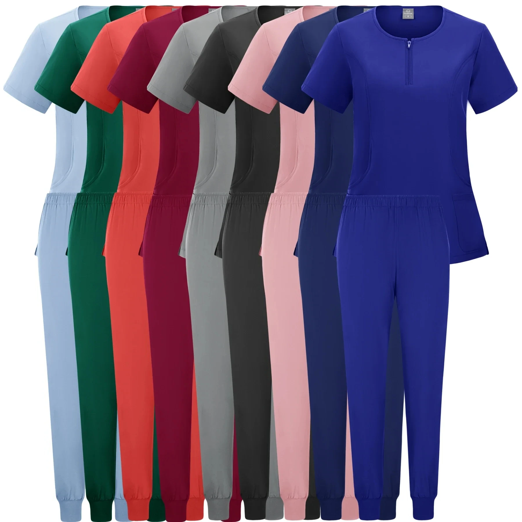 New Arrivals Spa Beauty Salon Zipper Medico Work Wear Women Scrub Set Work Clothes Sets Scurbs Uniforms Medical Scrub Uniform