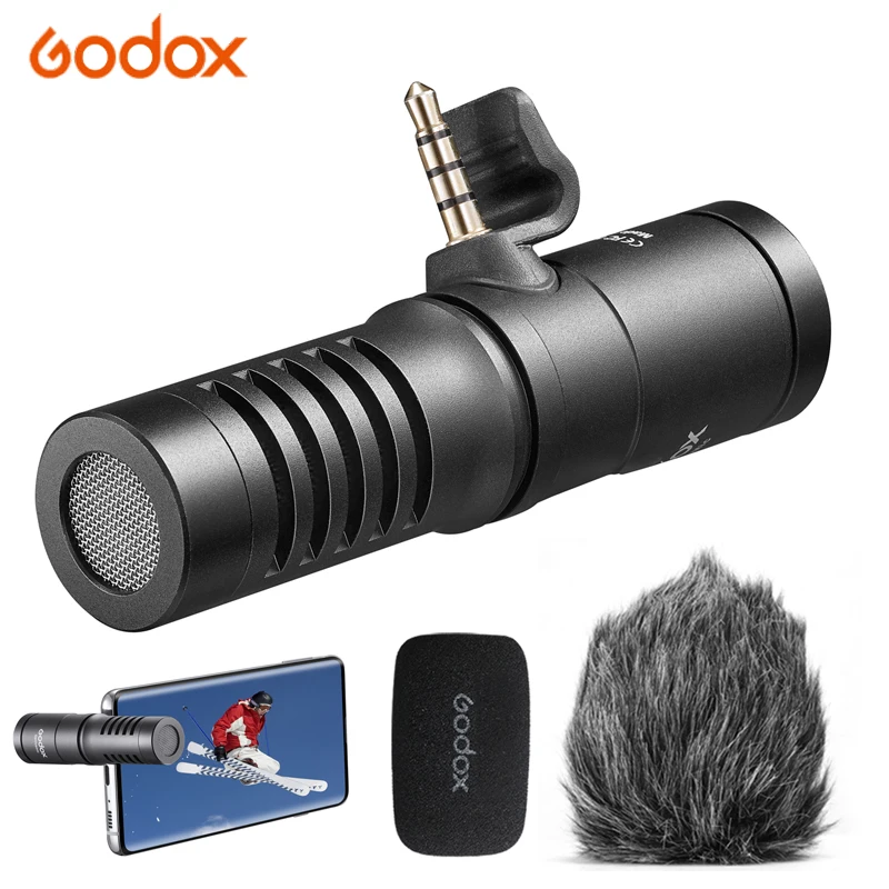 

Godox VD-Mic Shotgun Microphone Video Recording Microphone 3.5mm TRS TRRS Cable for iPhone Android Smartphone DSLR Camera