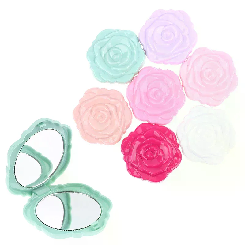 1PCS Portable Retro Rose Flower Mini Mirror Small Pocket Makeup Mirror Double Sided Hand Mirrors Compact Cosmetic Beauty Tool