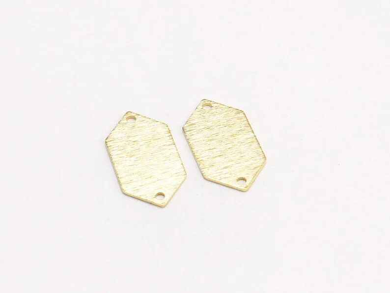 20pcs Textured Hexagon Brass Connector, Hexagon Earring Charms, 21x11mm, Geometric Earring Findings, Jewelry Making - R2133