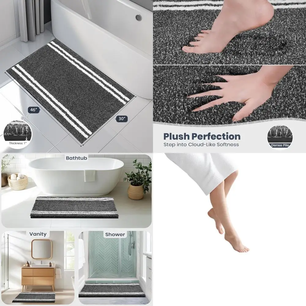 

30 x 46 Non-Slip, Machine Washable Shaggy Microfiber Bath Mat - Super Absorbent, Quick Dry for Shower, Bathtub, and Sink