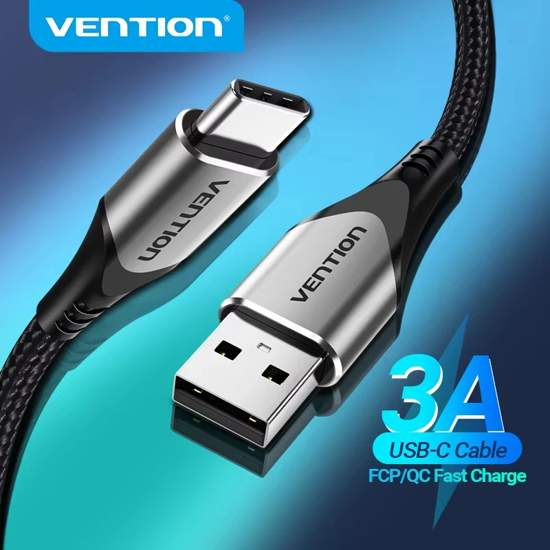 Vention cabo usb tipo c para samsung poco s21 3a carregamento rápido usb c fio de data para xiaomi redmi note 8 cabo tipo c