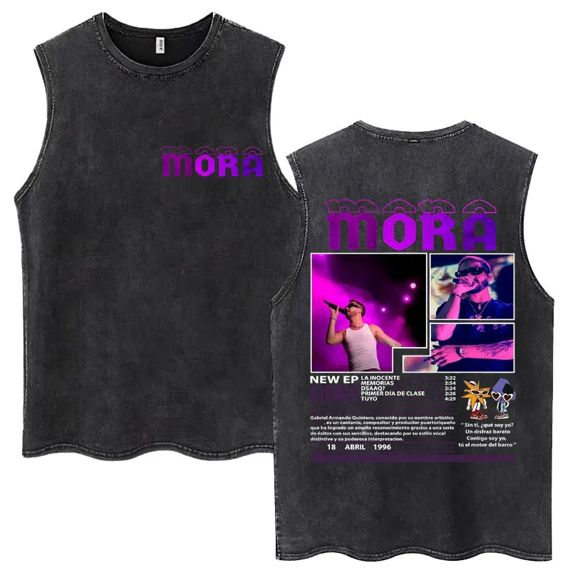 

Washed Rapper Mora Mirrodosis Album Tour 2025 Tank Tops Men Vintage Popular T-shirt Casual Oversized Cotton Sleeveless T-shirts
