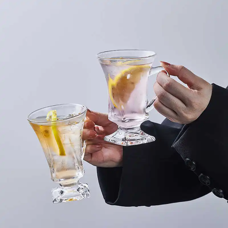 Glass Water Glasses Iced Coffee Cocktails Latte with Handle Red Wine Beverage Beer Champagne - Assorted Drinking Glasses