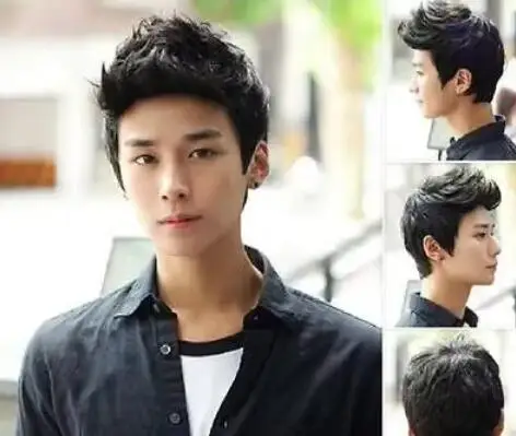 Korean Men Boys With Short Black Hair Wig