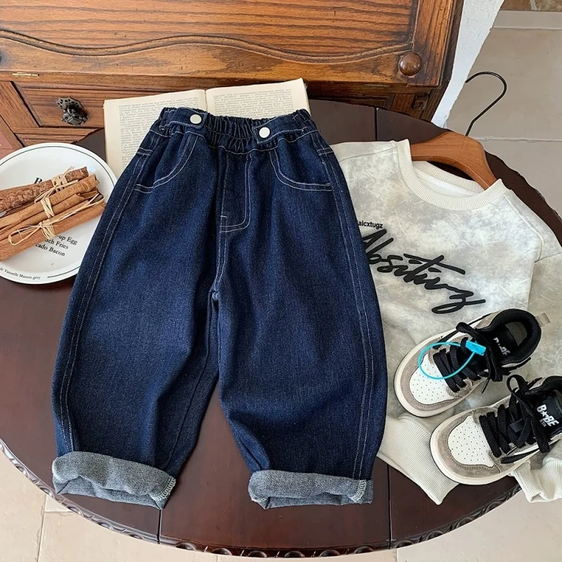 

Новинка! Весенне-осенние джинсовые брюки для мальчиков, подростков и детей, высококачественная школьная одежда, модель 2026