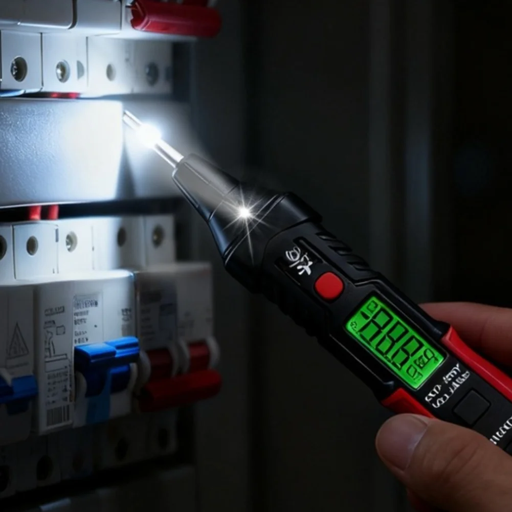 HT96A Non For Contact Voltage Tester 6V-390V Inductive Sensing LCD Display Voice Broadcast Dual Alarm Red Black Electrical Tool