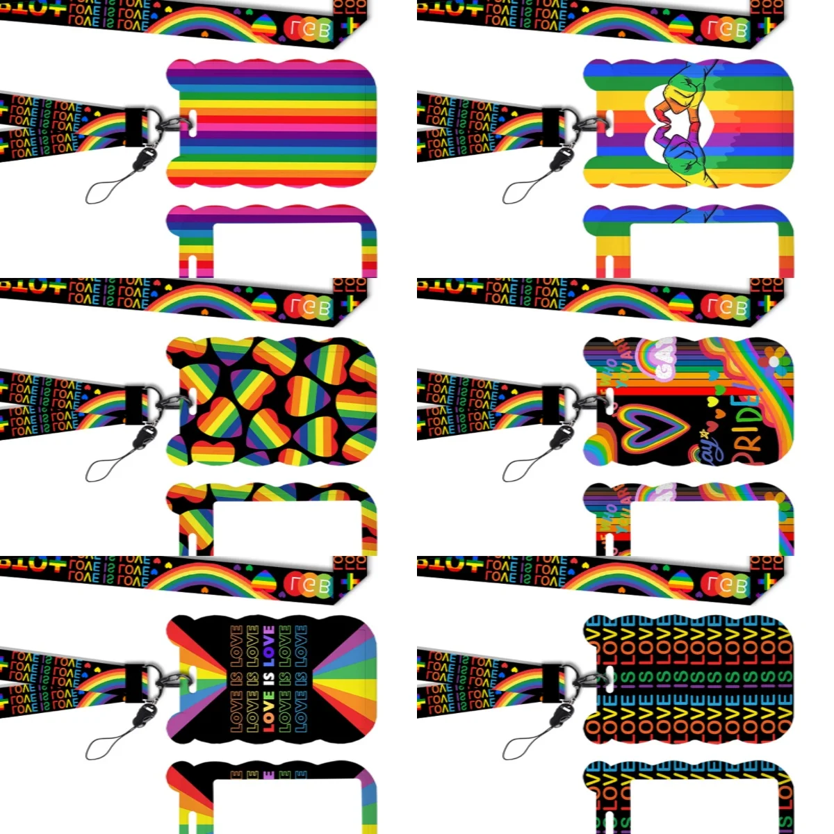 LGBTQ Pride Card Holder Neck Strap Glitter Acrylic Badge Reel Clip Glow In The Dark Night Shift Worker Work Permit Holder