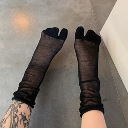 Comfortable Soft Combed Cotton Summer Thin Split Toe Woman Mesh Socks Candy Color Striped Two-Toed Japanese Harajuku Tabi Sox