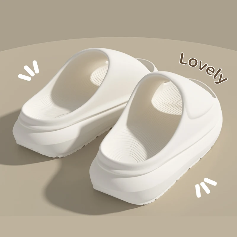 Chinelo Feminino de Cor Sólida com Sola Grossa 2026 Verão, Sola Macia Antiderrapante em EVA, Confortável, Plataforma Anabela, Calçado para Casal