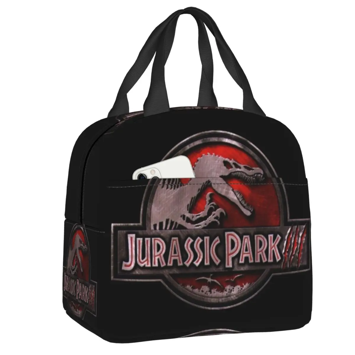 Custom Jurassic Park Logo Lunch Bag Women Warm Cooler Insulated Lunch Boxes for Children School