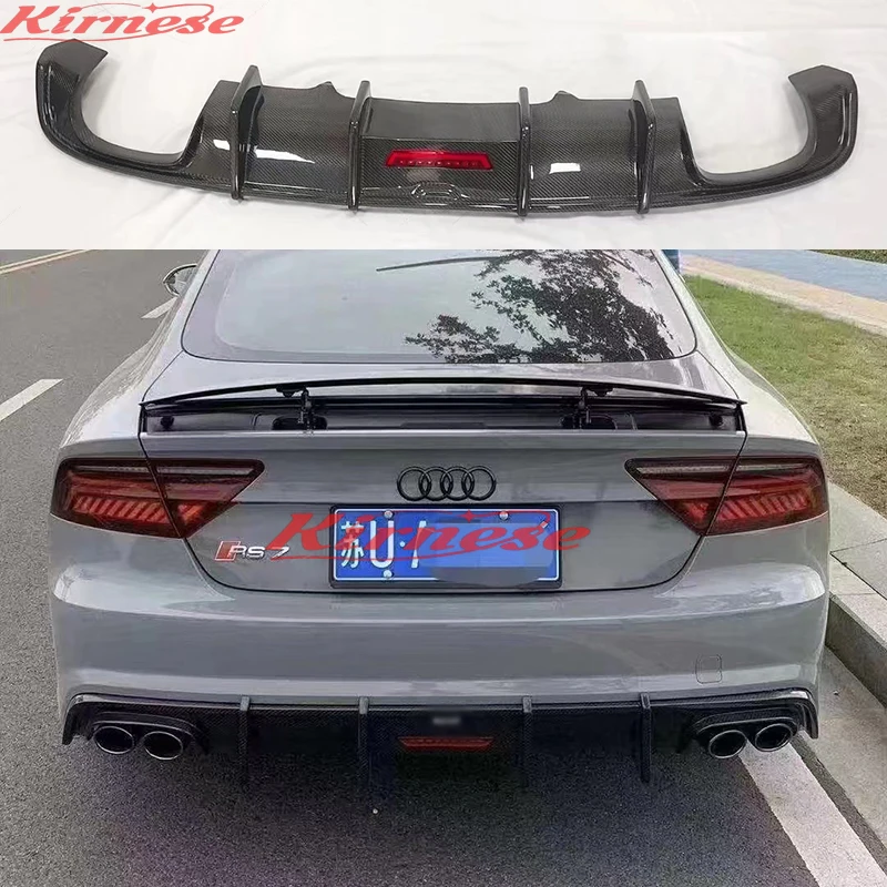 For Audi A7 S7 RS7 S-Line 2016 2017 2018 Carbon Fiber Rear Bumper Diffuser Lip Spoiler High Quality Car Accessories