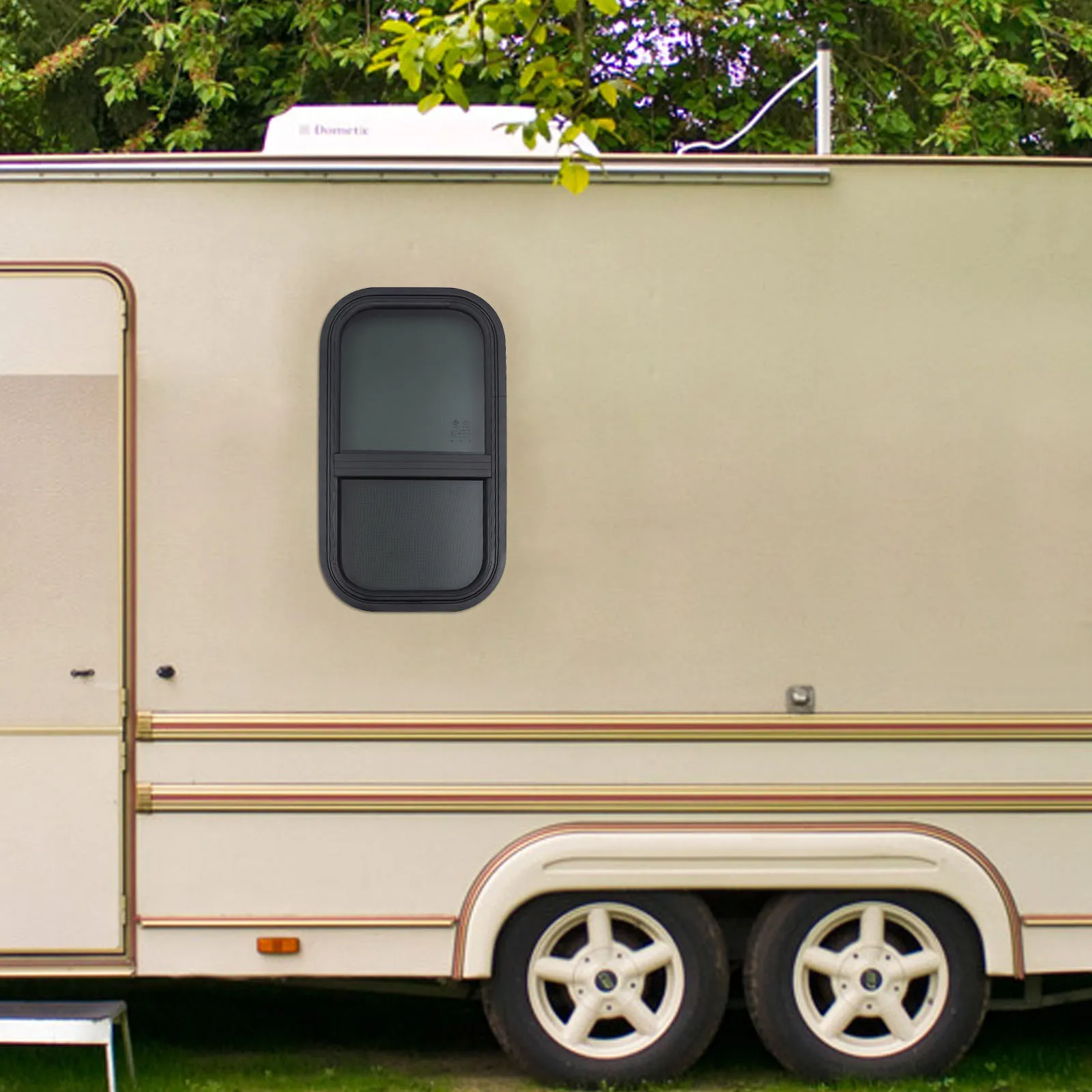 

RV Window Vertical Slide Trailer Window Trim Rings and Screen Tempered Glass Windows Teardrop Style Sunshade Windows Replacement