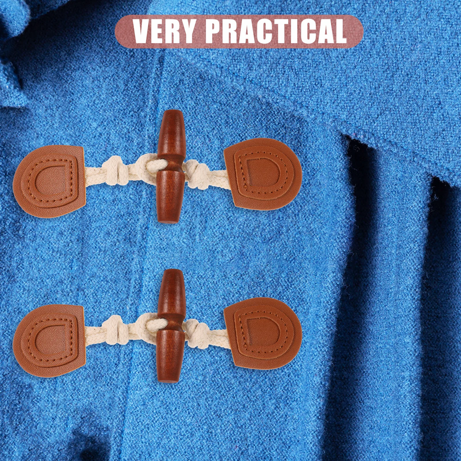 

4Pairs Coat Toggle Buttons Horn Design PU Clothing Toggle Buttons Replacement Decorative Coat Fastener for Cardigan