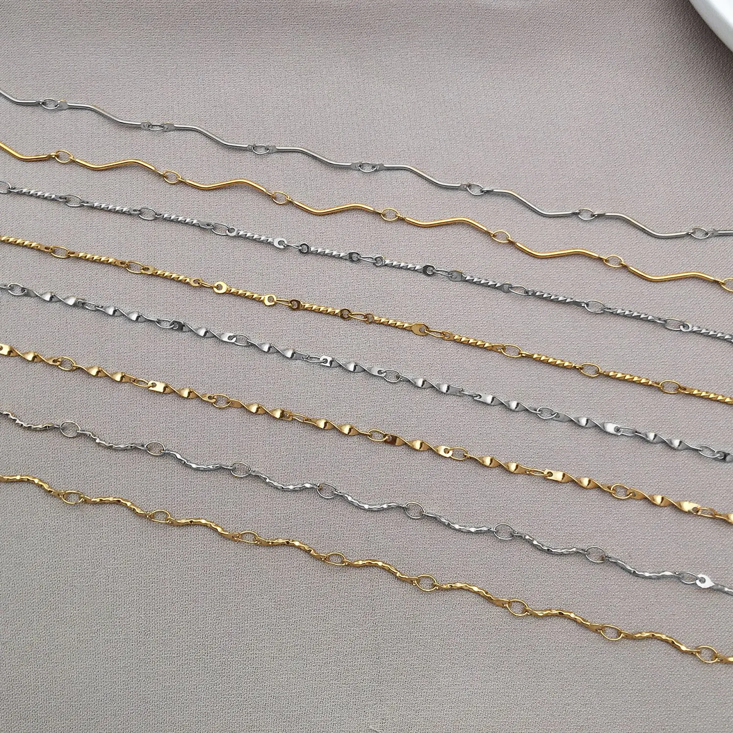 1m Stainless Steel Genuine Gold Electroplating Twisted Necklace Chain Bulk Brass For Jewelry Making DIY Materials Supplies view 4