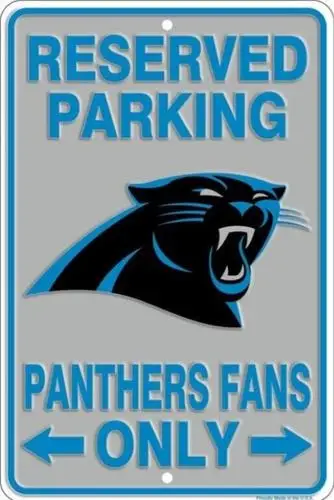 Reserved Parking Panthers Fans Only Embossed Metal Licensed Sign ;