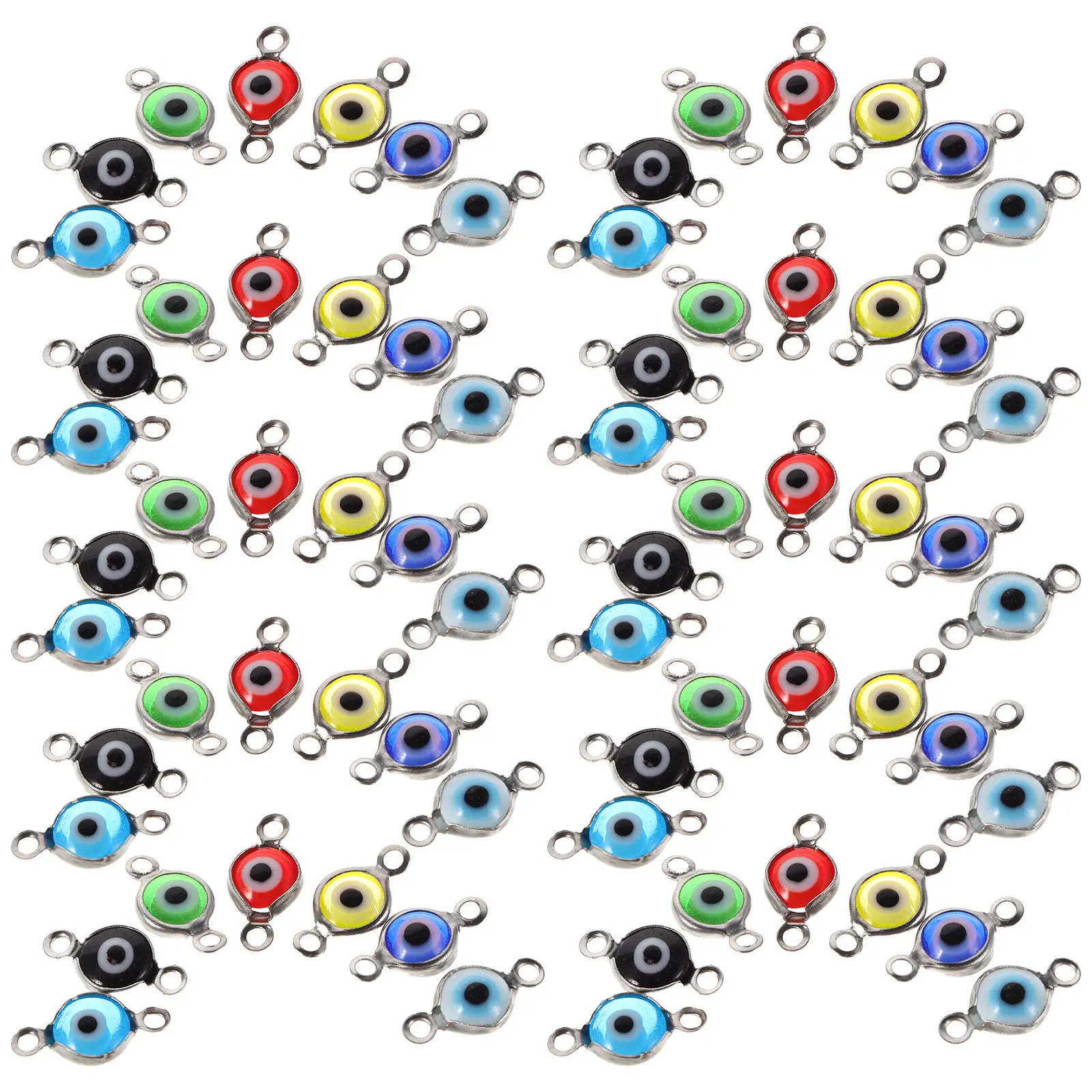 

70 шт. подвесок-коннекторов «Злой глаз» из нержавеющей стали для изготовления браслетов, ожерелий, ювелирных изделий и аксессуаров для рукоделия