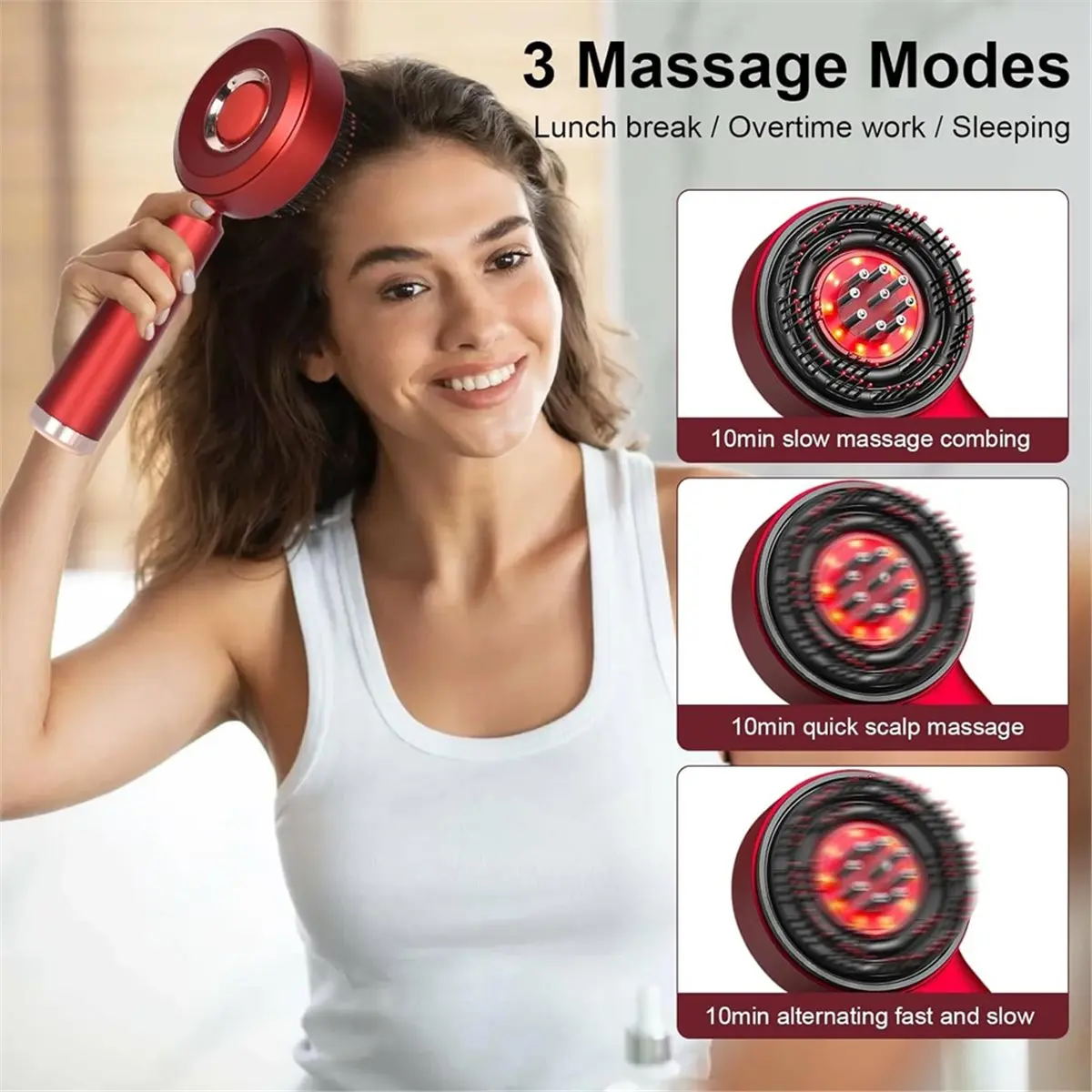 [Vend for]Electric Head Massager, Scalp Massaging Brush with Head Massage Brush, Hair Oil Applicator, Red Light Therapy