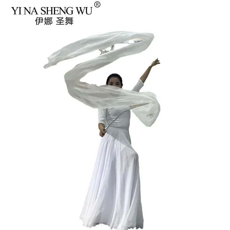 Belly Dance Flag White 30cm Telescopic Stick Simulation Silk Accessories Children Adult Performance Throwing Props