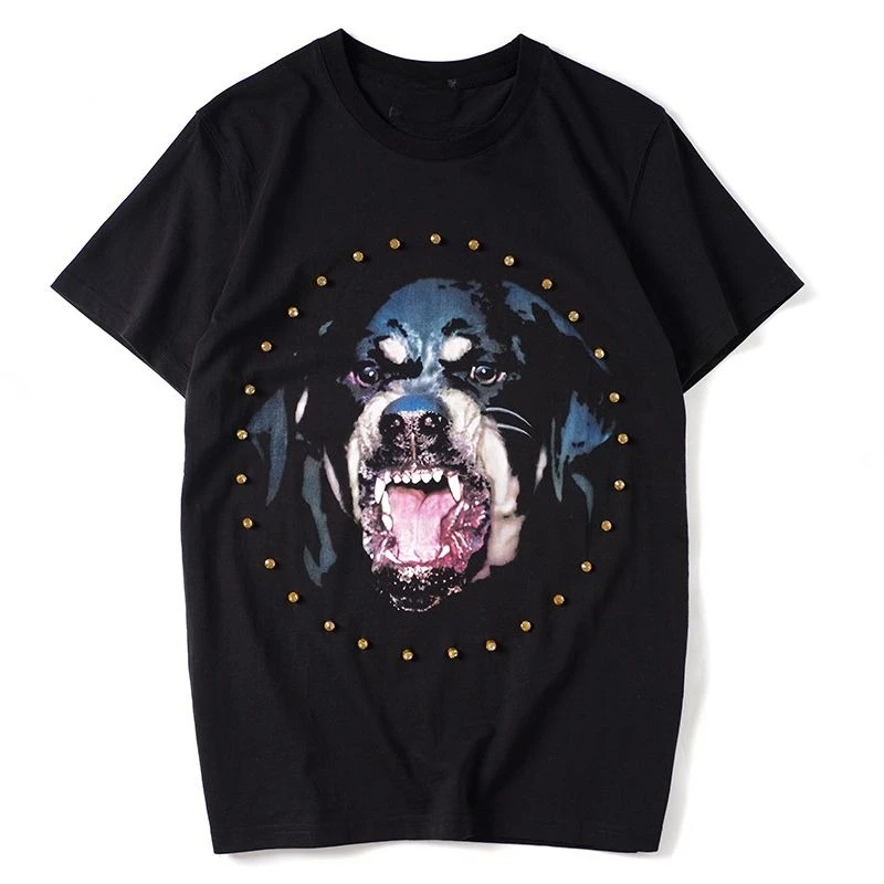 New Fashion Dog Head Vicious Dog Kitten Print High Quality Summer Unisex Fashion Loose Breathable Crew Neck Short Sleeve Top
