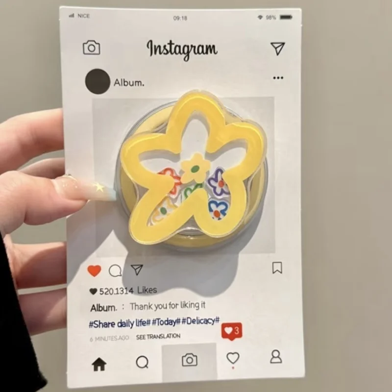 

Милый мультяшный зыбучий песок встряхивающий цветок для Magsafe Griptok, держатель для телефона, подставка для кольца на палец, поддержка IPhone 15, кронштейн для девочек