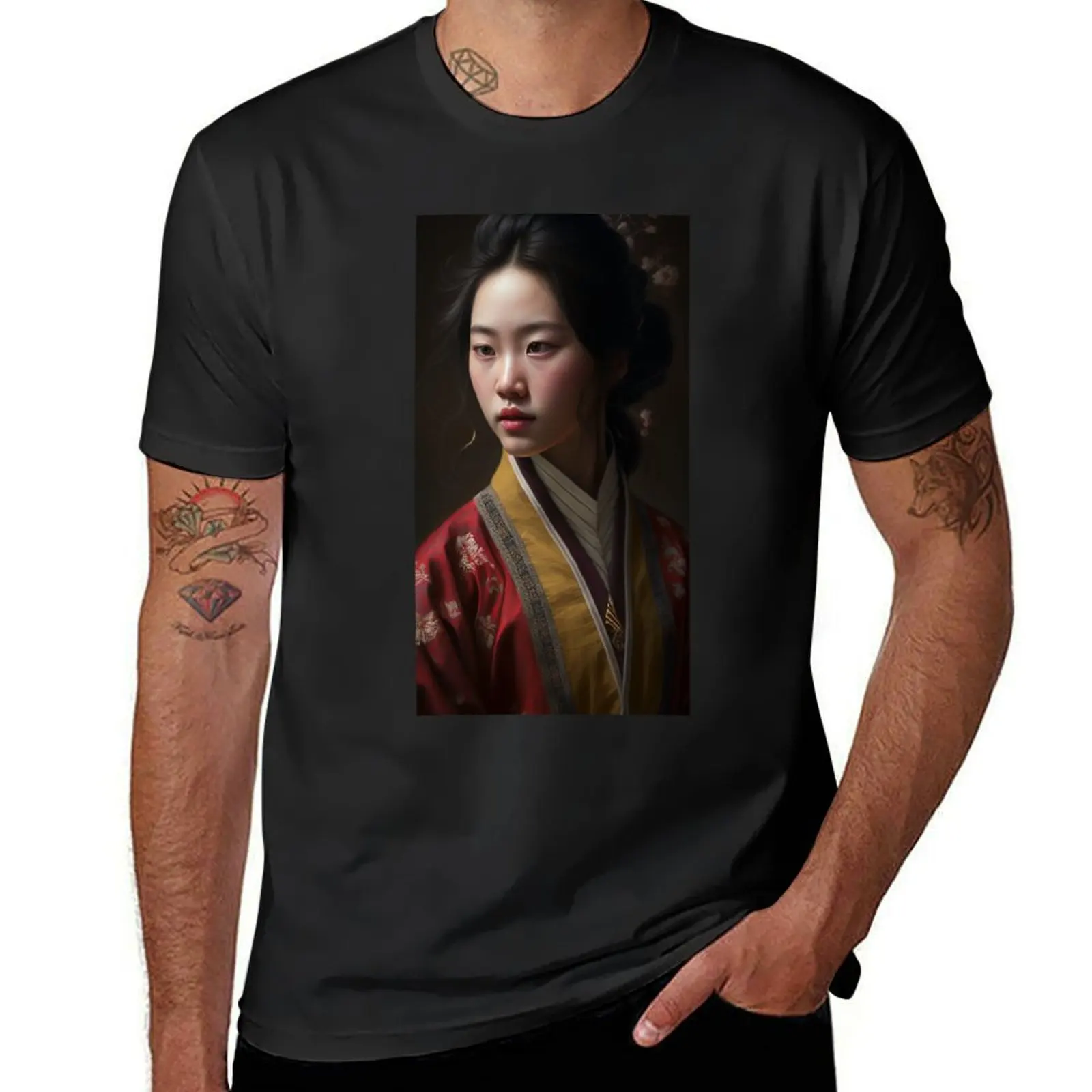 

[studioBlack] beautiful_Korean Woman in Hanbok_1 T-Shirt graphics cute clothes Short sleeve tee korean fashion mens clothes
