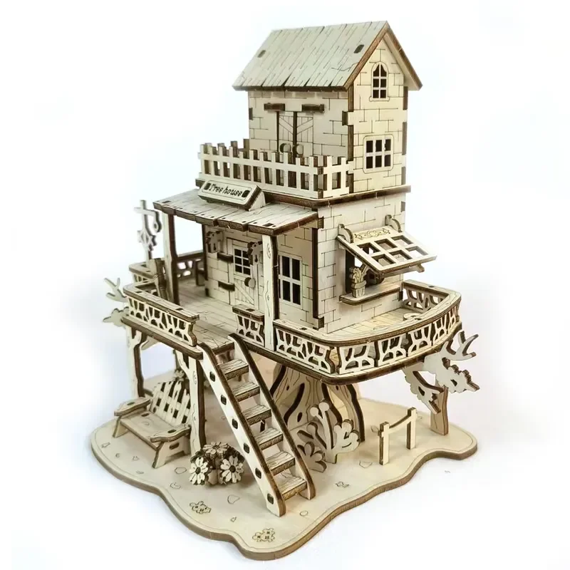 DIY 3D Wooden Mechanical Model Puzzle Movable Building Craft Kit for Kids Teens Adults Educational STEM Toy Gift