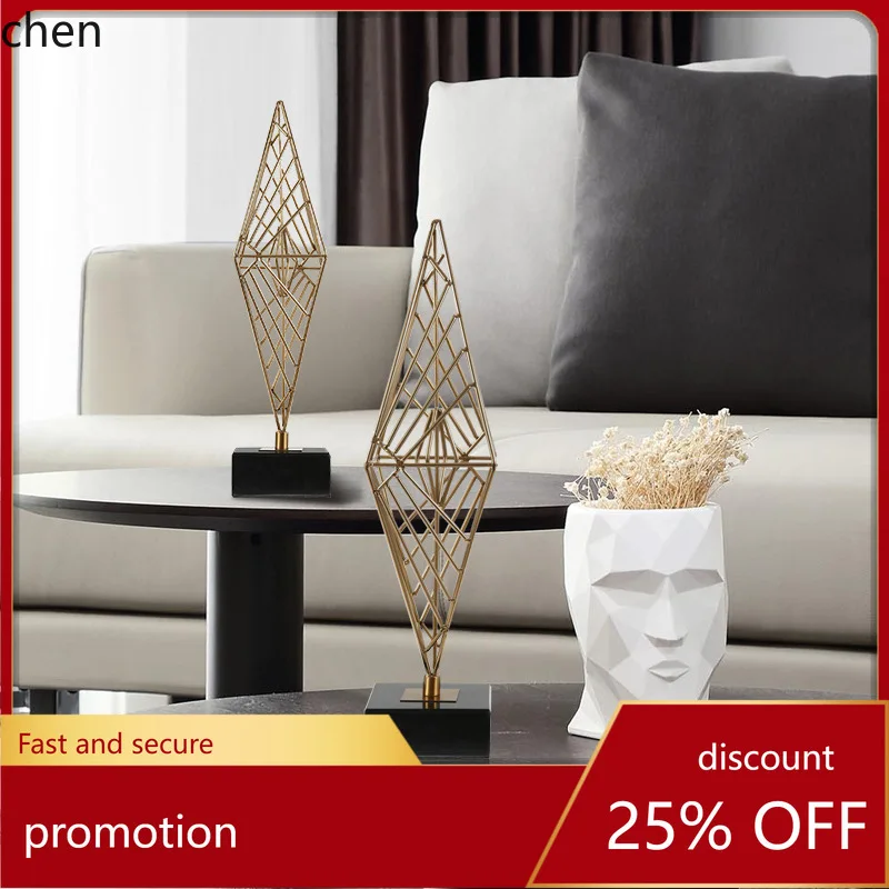 

HT Geometric Iron Art Ornament Modern Minimalist Living Room TV Cabinet Decoration Bookshelf Desktop Display