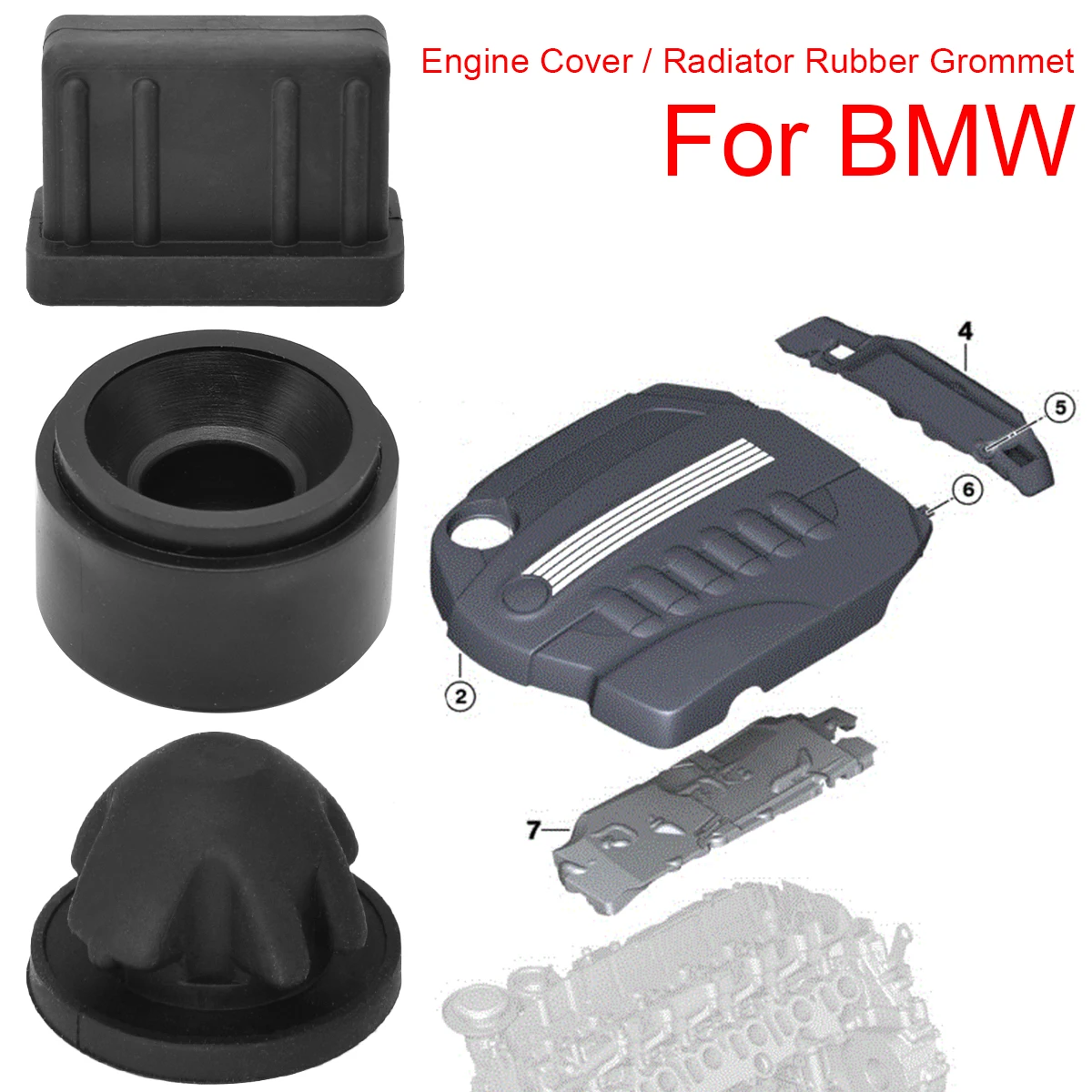 Engine Cover Radiator Rubber Mounting Grommet For BMW 1 2 3 4 5 6 7 Series X1 X3 X4 X5 X6 F10 E81 E87 F20 E90 F30 E60 E83 F25