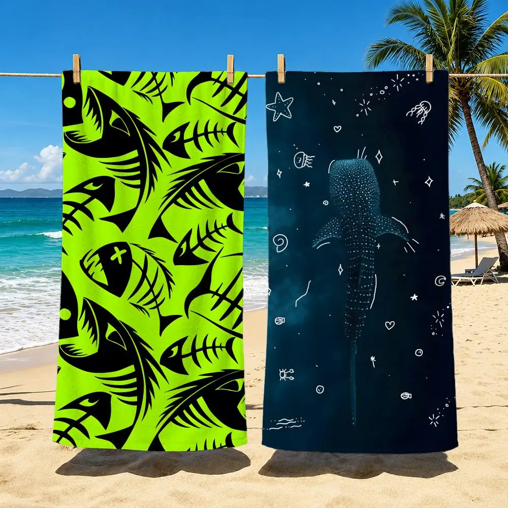 Art Whale Shark Towel Towel Soft Pool Gift For Travel Gym Shower Camping Quick Dry Sports Large Beach Towels