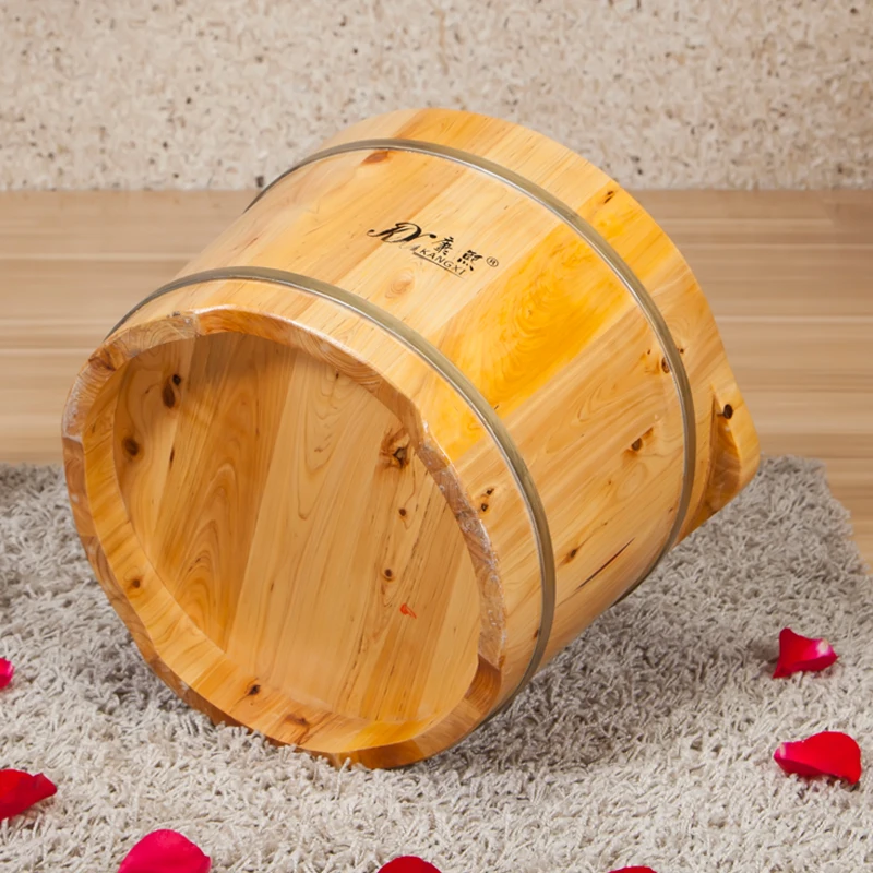 XK Foot Bath Barrel Foot Bath Tub Wooden Barrel Feet Bathing Tub Foot Washing Wooden Basin Wooden Foot Barrel with Lid