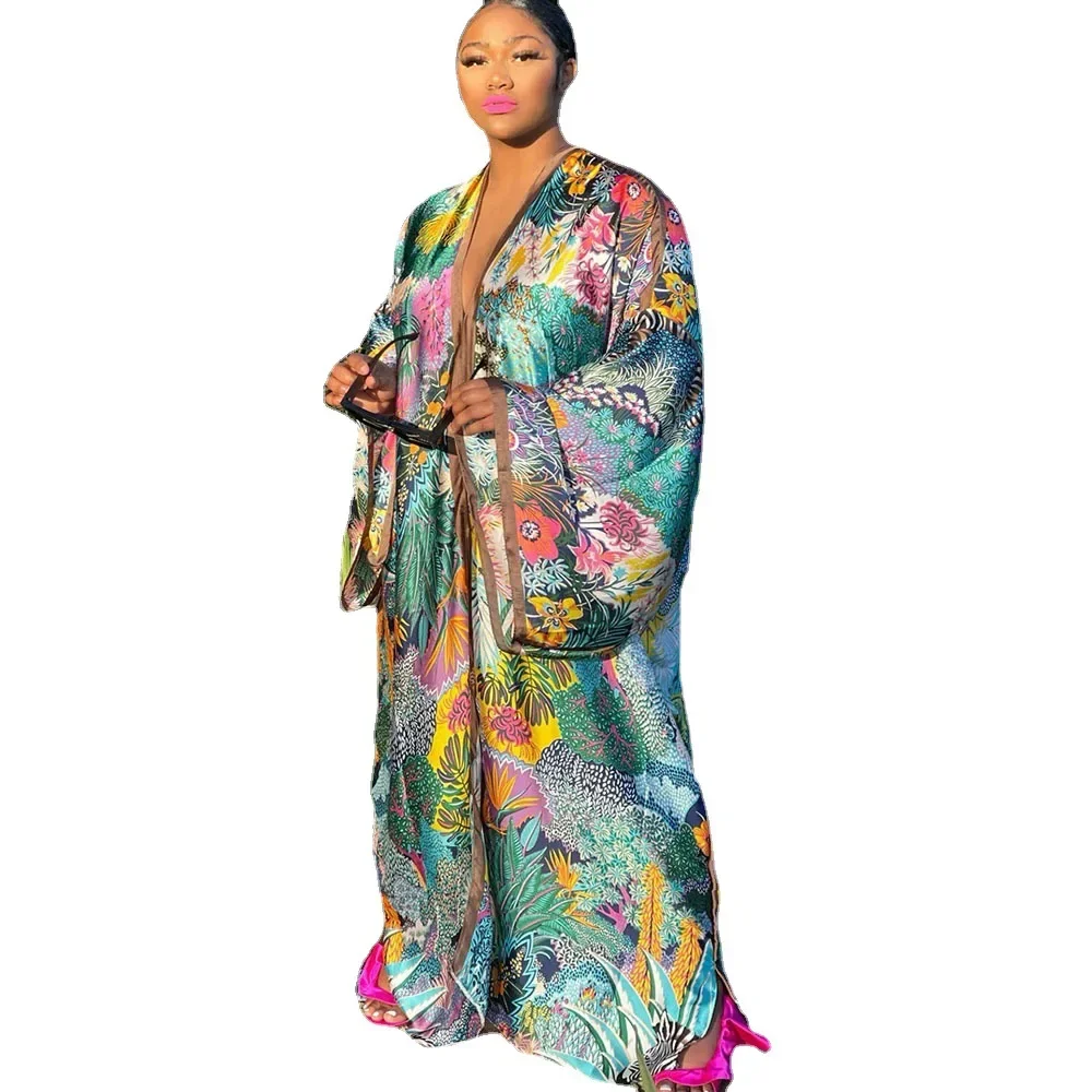 2024 Maxi Dress Japanese Kimono Traditional Woman Long Kimono Cardigan Cardigan Blouse Shirt Female Printing Japanese Dress