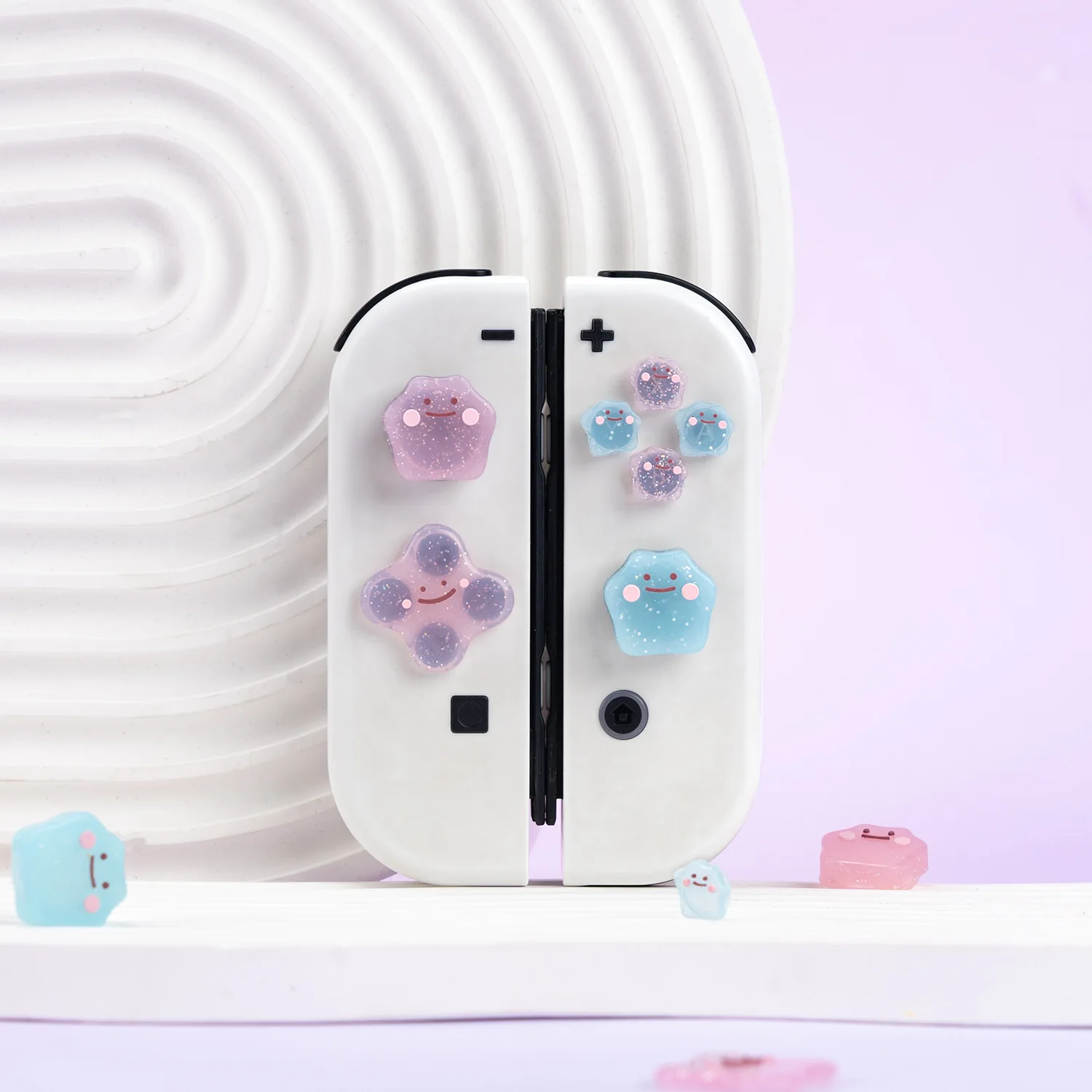 Cute Bling Silicone Soft D-pad Cross Button ABXY Key Sticker Skin Case For Switch 2/NS Oled Joy-con Thumb Stick Grip Cap Cover