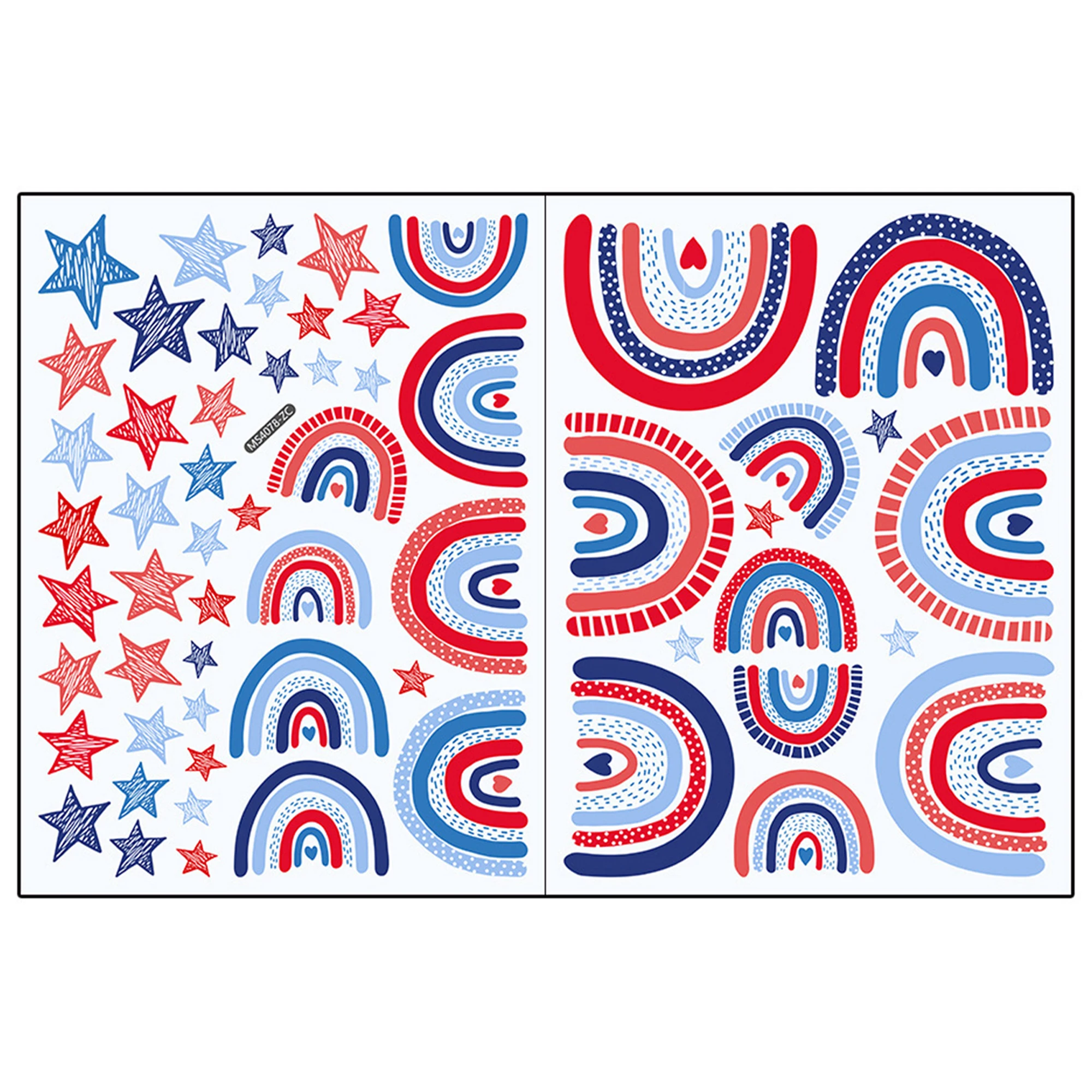 Decalques de parede do dia da independência, adesivos coloridos de fogos de artifício, bandeira americana, decorações de sala para casa patriótica