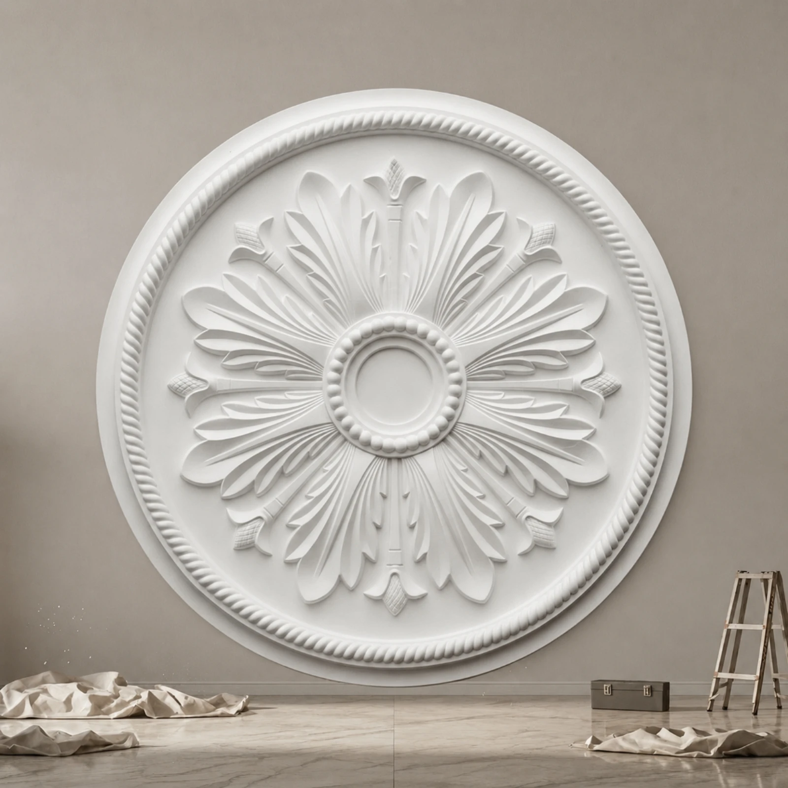 Ceiling Light Medallion French-Style Ornamental Ceiling Medallion Light Fixture Base Leaf Room Decoration White