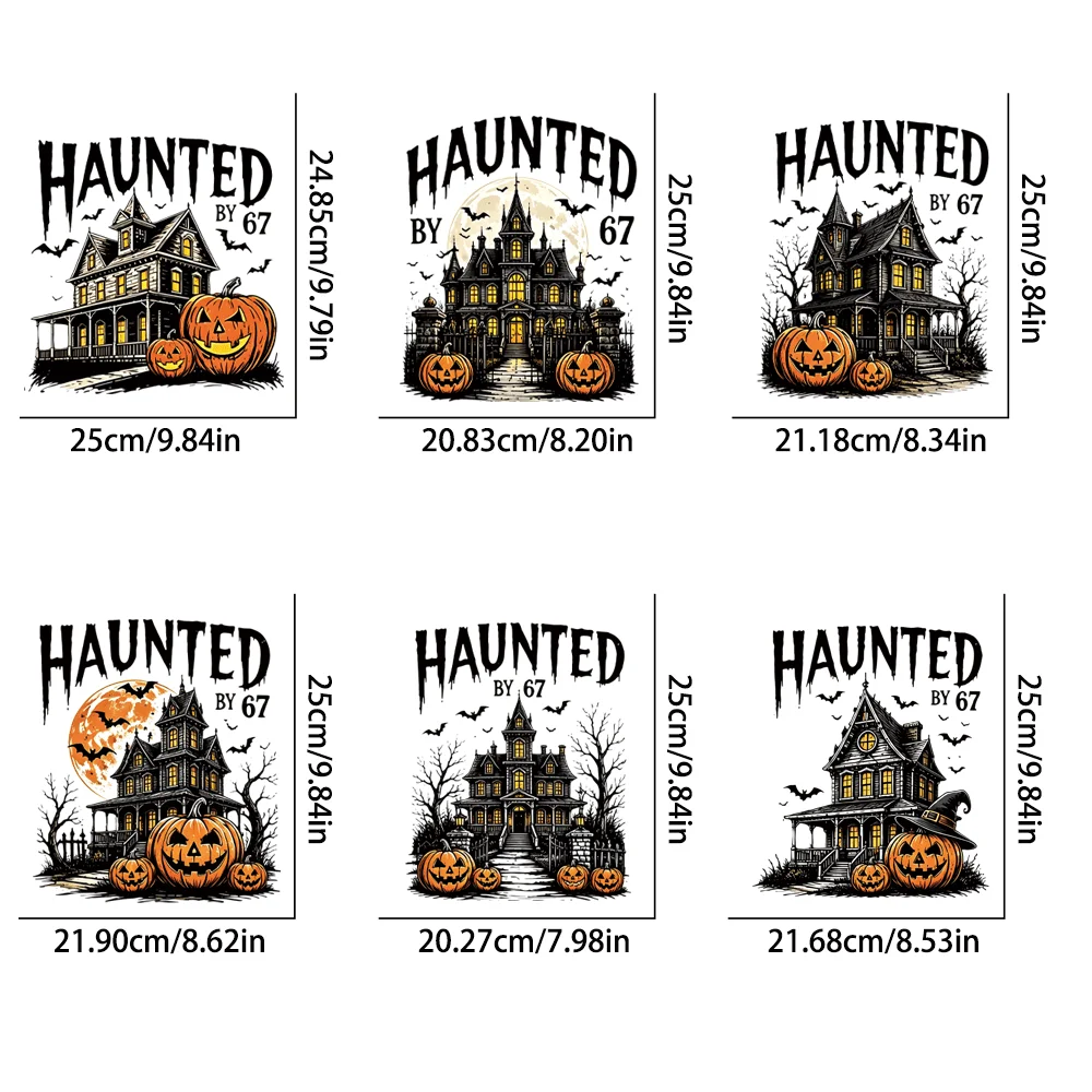 6Pcs Halloween Vinyl Iron-on Patches, Crisp Print, Wash Resistant, for T-shirts Bags Home Fabrics, Party Clothing DIY
