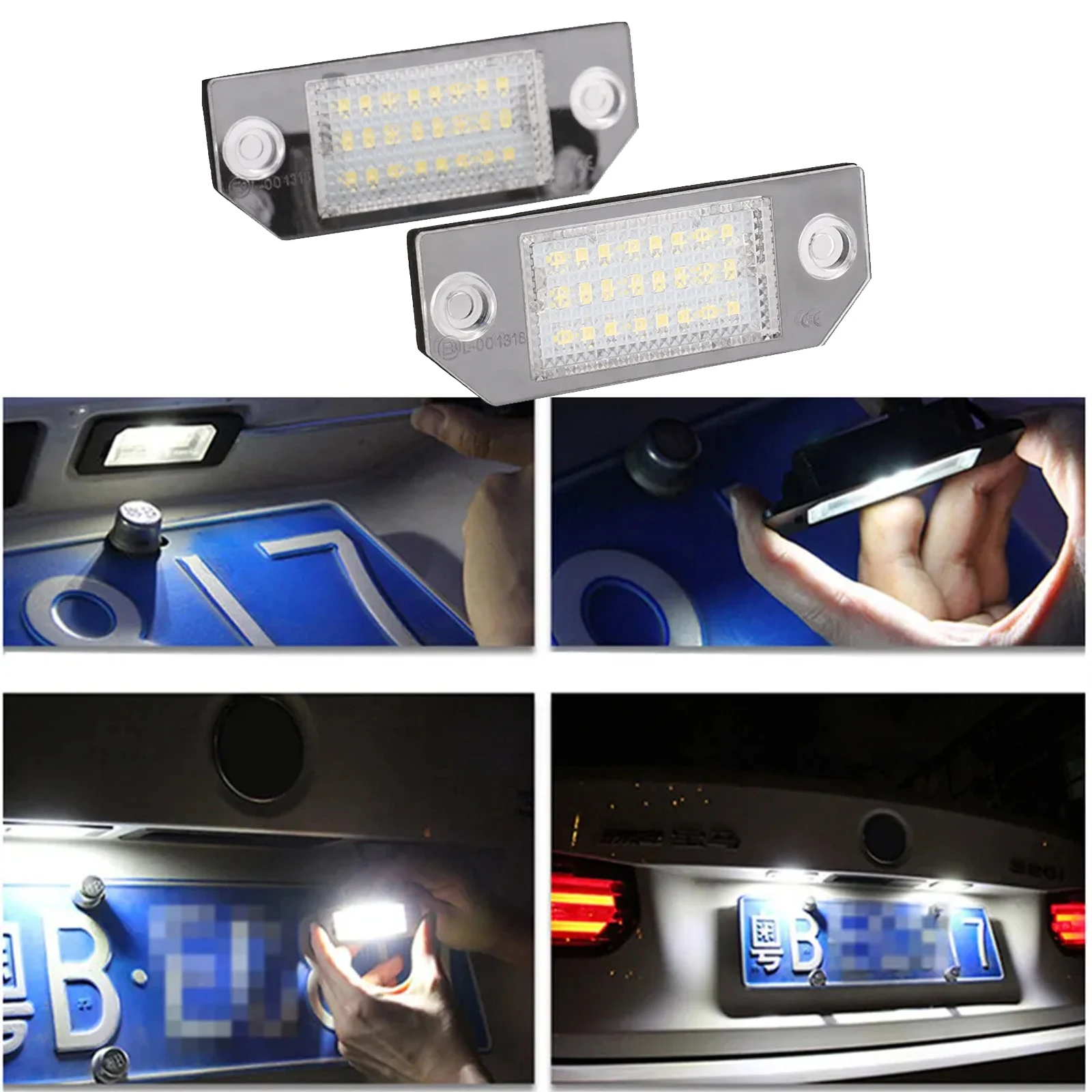 

1 Pair of Car License Plate Light 12V 5W Durable LED Number Plate Lamp Car Signal Lamp Special for Ford Focus C-MAX MK2