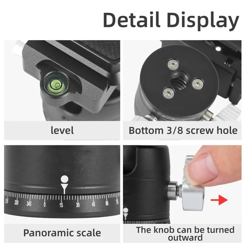 

【B74A】360 Degree Panoramic Rotating Tripod Ball Head With 1/4" Quick Release Plate For Professional For DSLR Cameras