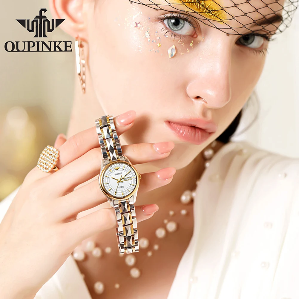 OUPINKE 3170 женские часы, роскошные модные элегантные кварцевые наручные часы для женщин, водонепроницаемые светящиеся часы с датой и днем, подарочная коробка Reloj