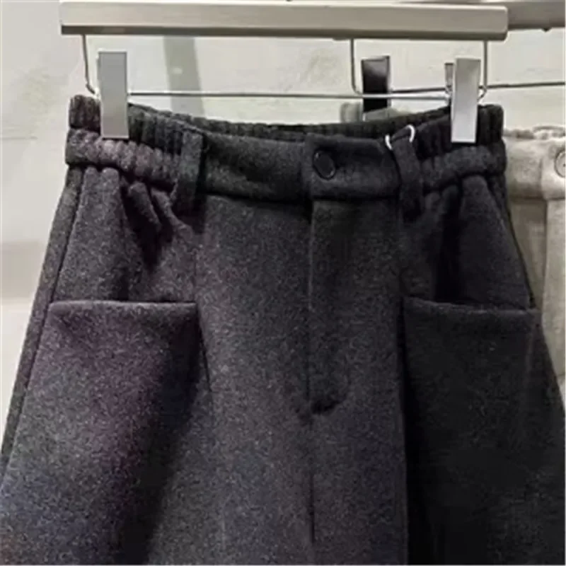 กางเกงขายาวทรงหลวมดีไซน์ใหม่สำหรับฤดูใบไม้ร่วง ผู้หญิง เอวสูง ตัดต่อ ความยาวข้อเท้า แฟชั่น กางเกงขายาวทรงกว้างมีกระเป๋า